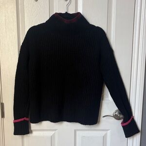 Chunky and soft Maeve black with burgundy and Pink trim Women's Sweater
